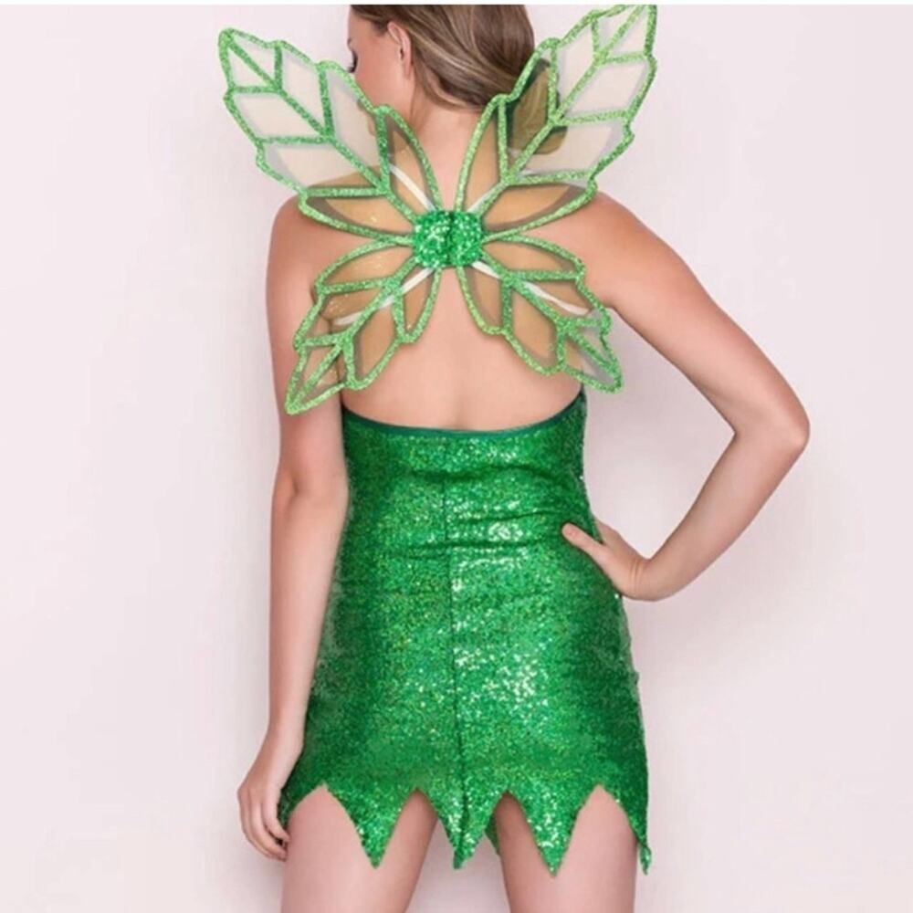 Green Fairy Wings Glitter Costume Accessory Tinkerbell One Size